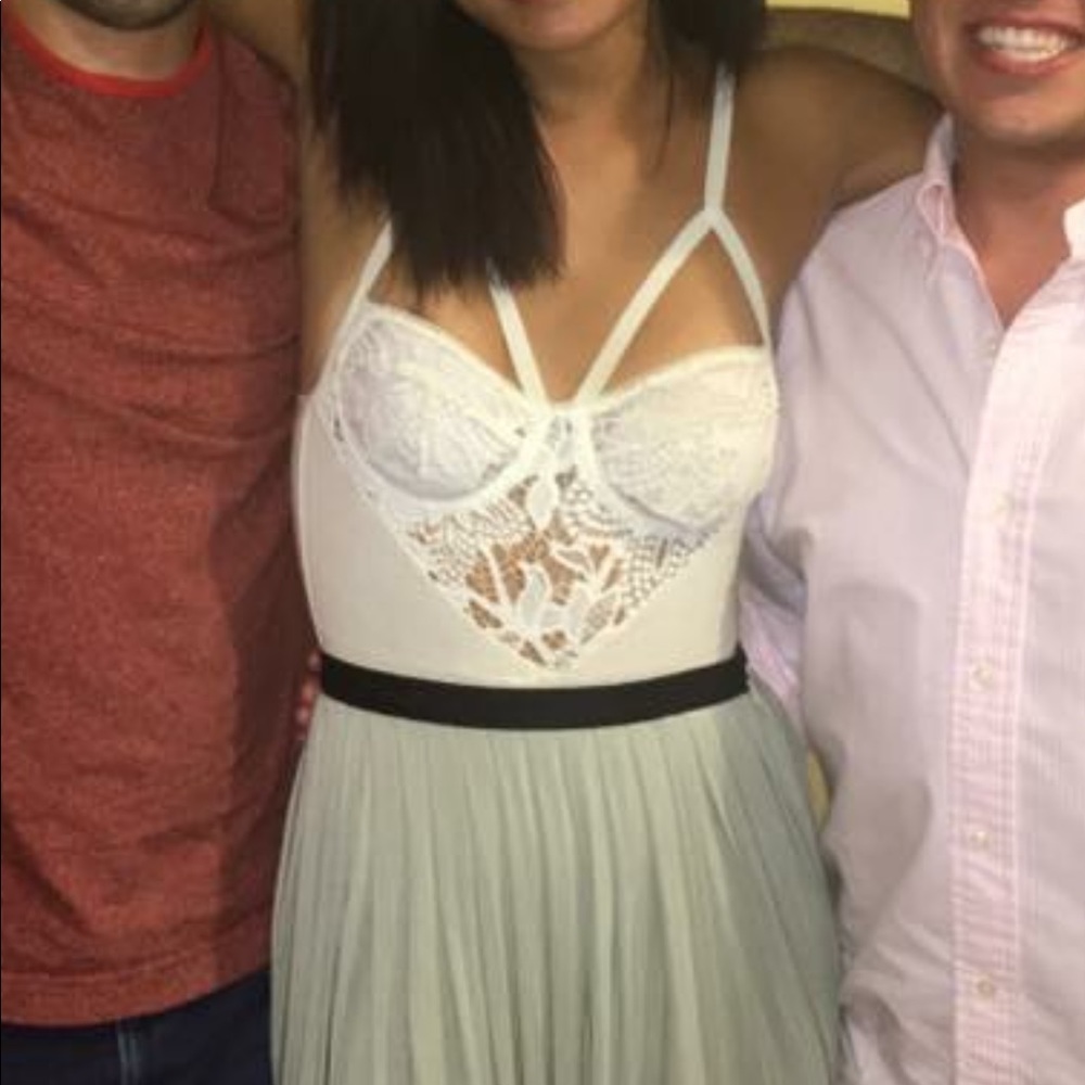 White lace and ribbed body suit